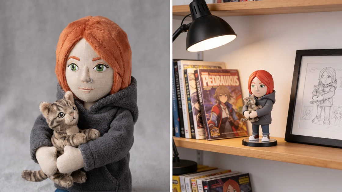 A reference character rendered as a vinyl figure on a shelf